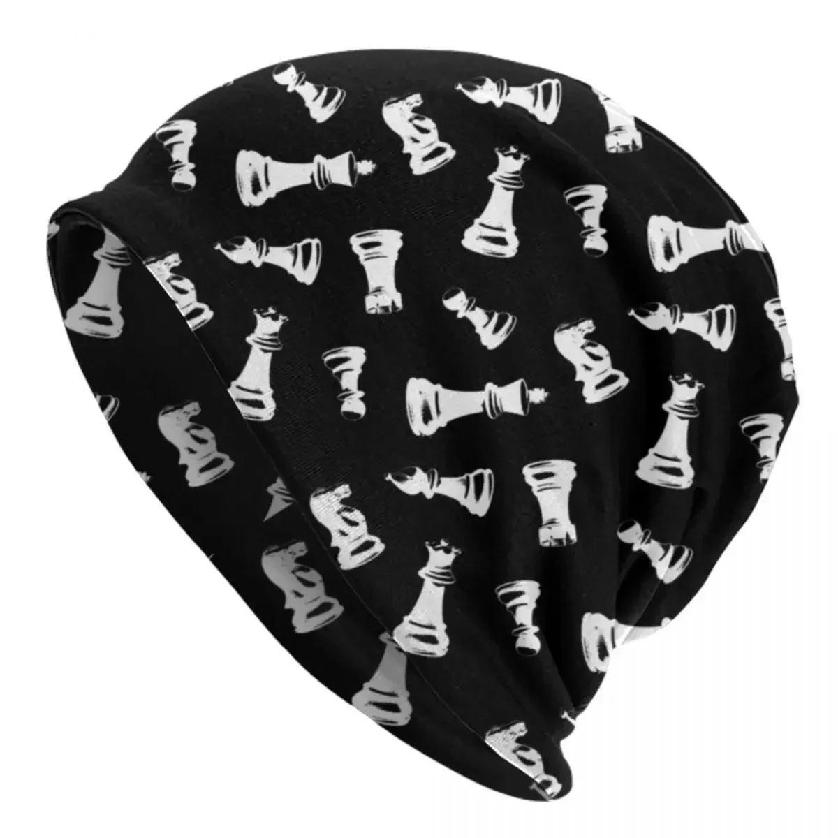 Chess Pieces Skullies Beanies Caps Unisex Winter Warm Knitting Hat Men Street Adult Chessboard Game Bonnet Hats Outdoor Ski Cap