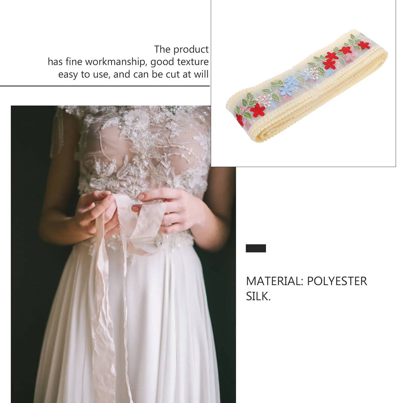 

1Pc Decorative Lace Ribbon Comfortable Touch Sewing Craft Lace for Apparel Projects