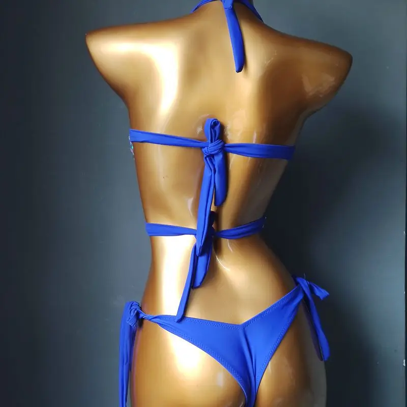 Imagem -05 - Estilo Diamante Biquíni Lantejoulas Brilhante Maiô Europeu Estilo Americano Cintura Alta Sexy Push up Bikini Nightclub Roupas 2023 Novo