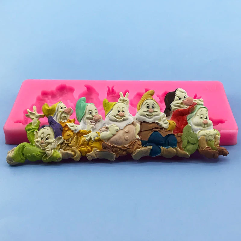 1 Piece, Seven Dwarves Flipping Sugar Cake Decoration Silicone Mold Chocolate Resin Gummie baking Mold