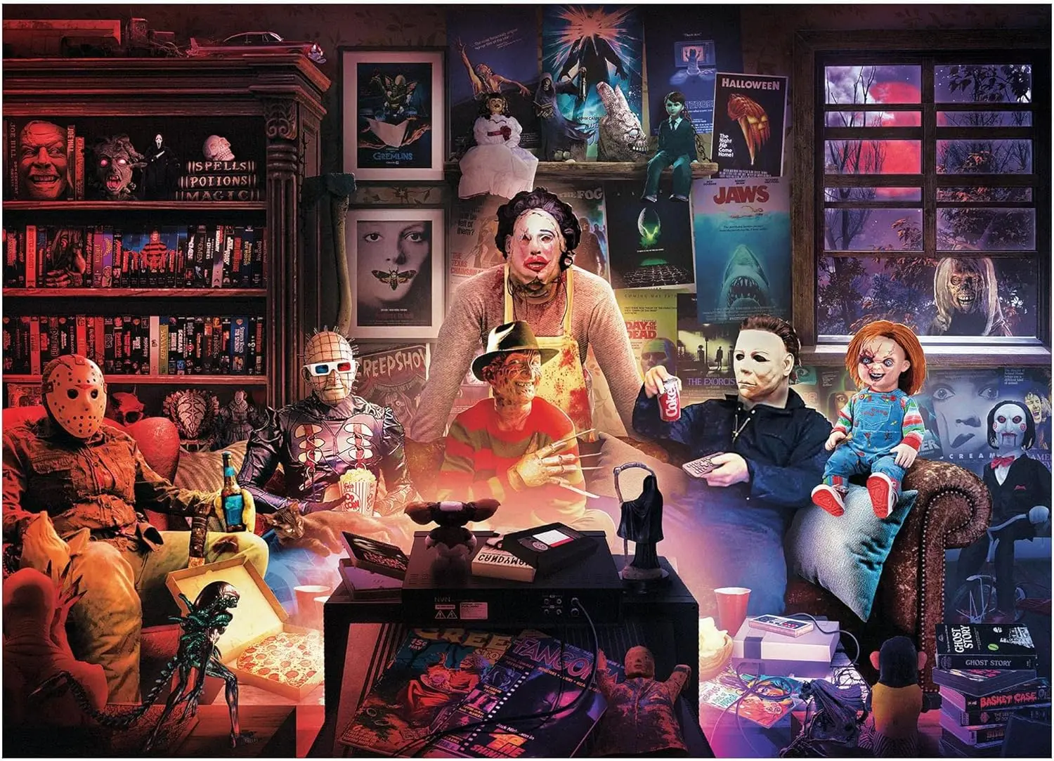 

Пазлы для взрослых 1000/1314/500/300 шт., ночные часы ужасов, вечерние деревянные головоломки для Gameroom, спальни, домашний декор