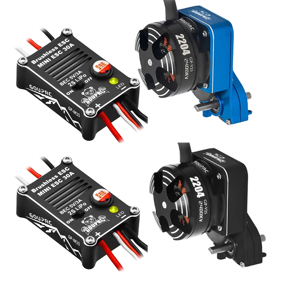 محرك خارجي بدون فرشاة 2204 2400KV مع ناقل الحركة و30A ESC بدون فرشاة لترقية 1/24 RC الزاحف المحوري SCX24 #4