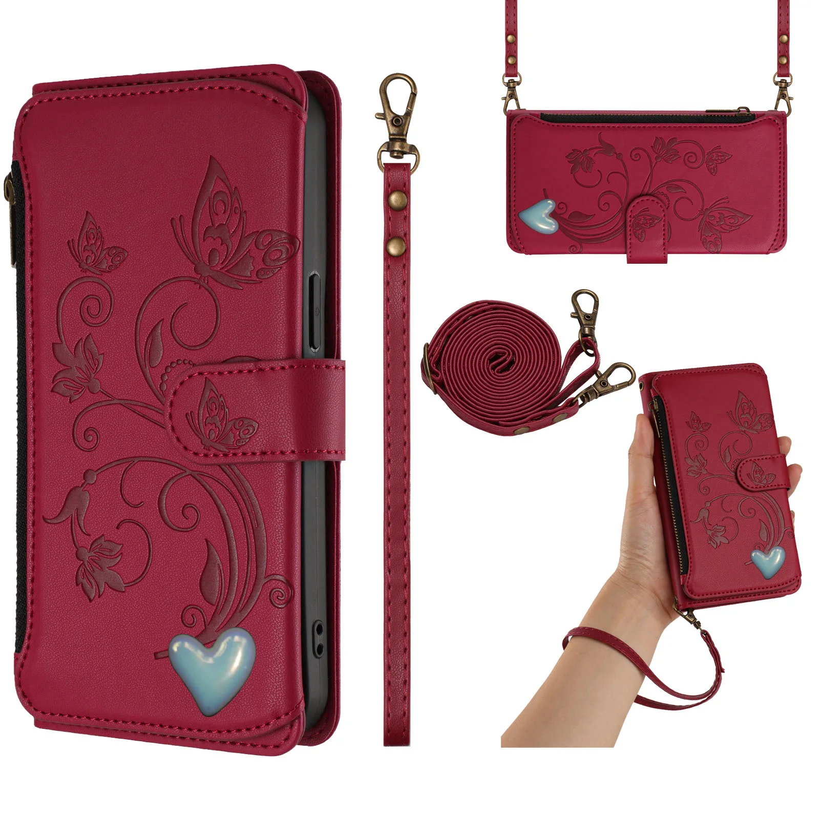 Handy Lanyard Flip Case for Cubot P90 P80 P50 A40 A30 A20 A10 Crossbody Leather 5 Cards Wallet Cover For Cubot Note 40 Max 5