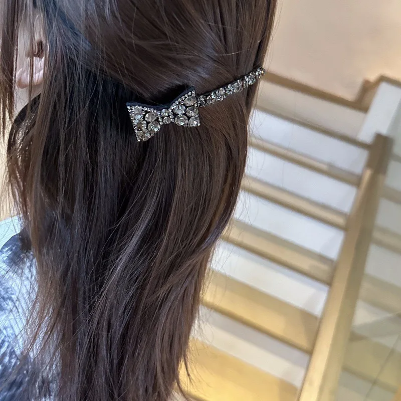 Hair clip with bow hair clip with fringe clip with rhinestones Female Korean simple temperament line clip hair clip fascinator