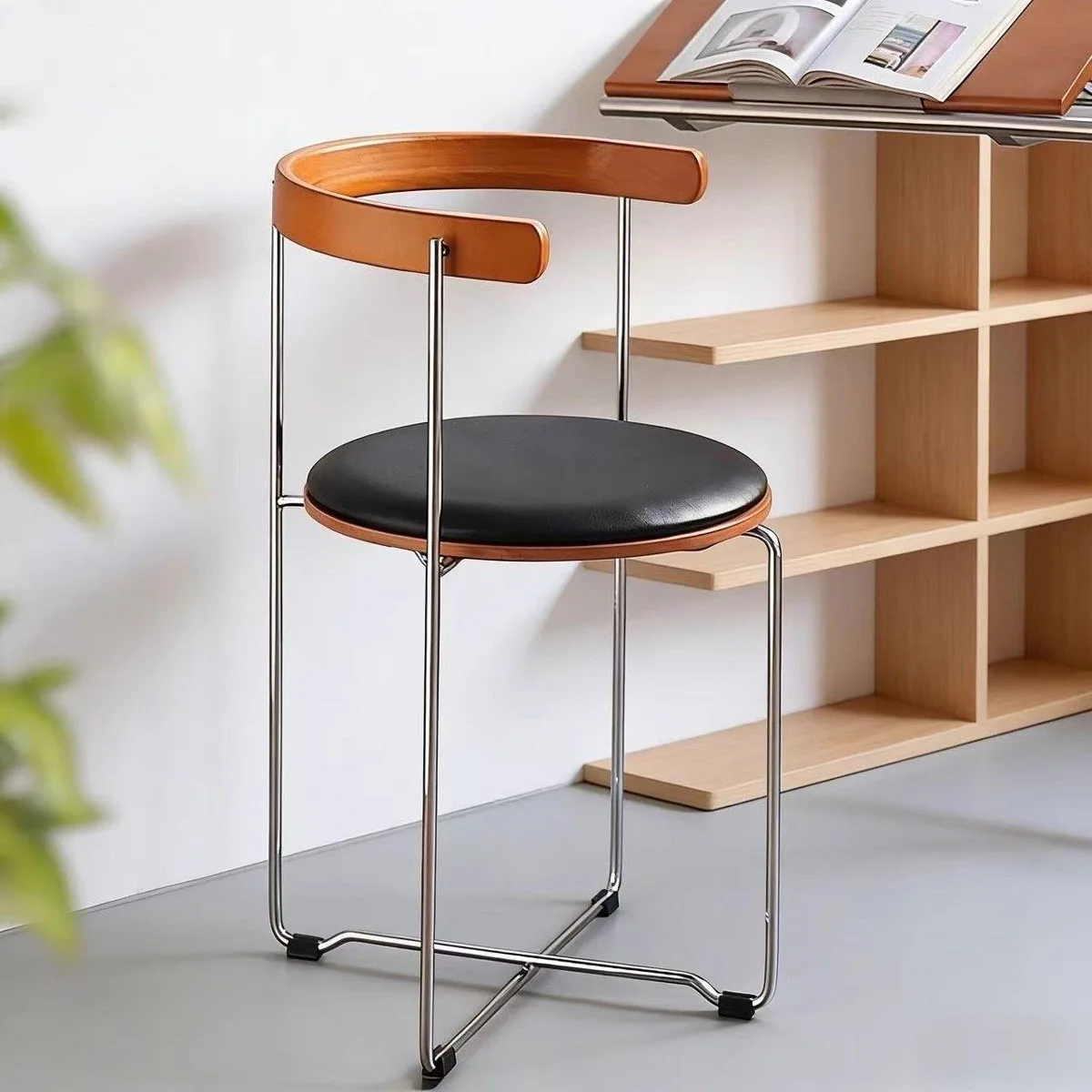 #Nordic Folding Antique Household Solid Wood Dining Chair, Simple Modern Dining Table Chair, Leisure Backrest Chair