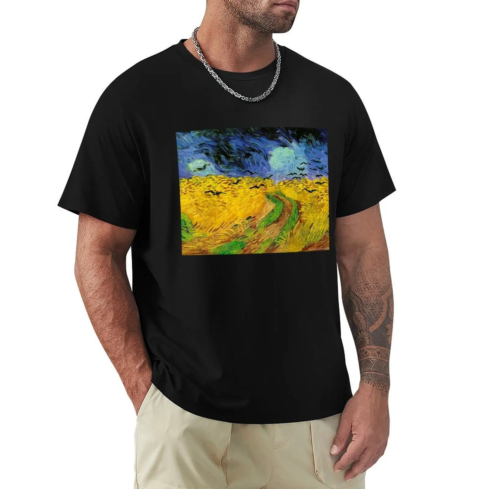 

van gogh T-Shirt Luxury man blue archive sublime plus size tops tee shirts for men