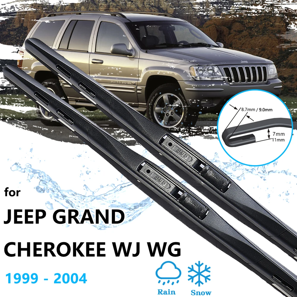 2x For Jeep Grand Cherokee WJ WG MK2 1999~2004 Wipers Blades Cutter Brushes Front Window Windscreen Windshield Car Accessories