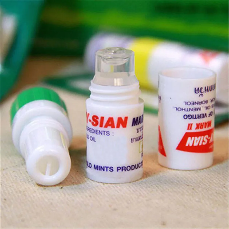 1PC Thailand Nasal Inhaler Poy sian Mark 2 Herbal Nasal Inhaler Poy Sian Stick Mint Cylinder Oil Brancing Breezy Asthma