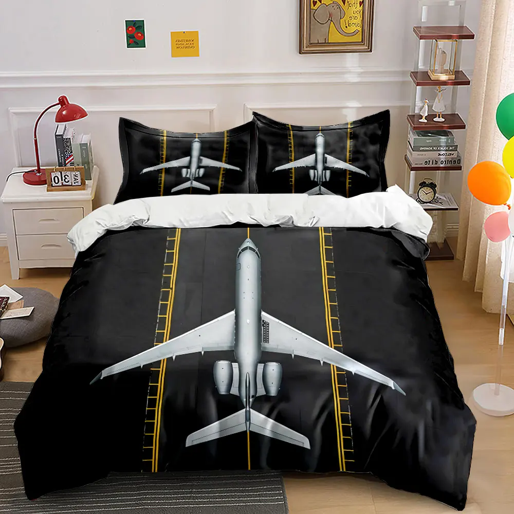 "Airplane Themed Three-Piece Set" Multiple sizes kid's and adults' bedroom Exquisite 3PC bedding set, gift