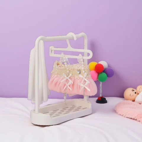 Mini Cute Doll Labubu Clothes Hanger Windproof Plastic Dolls Clothes Storage Rack Multi Functional Doll Clothes Display Rack