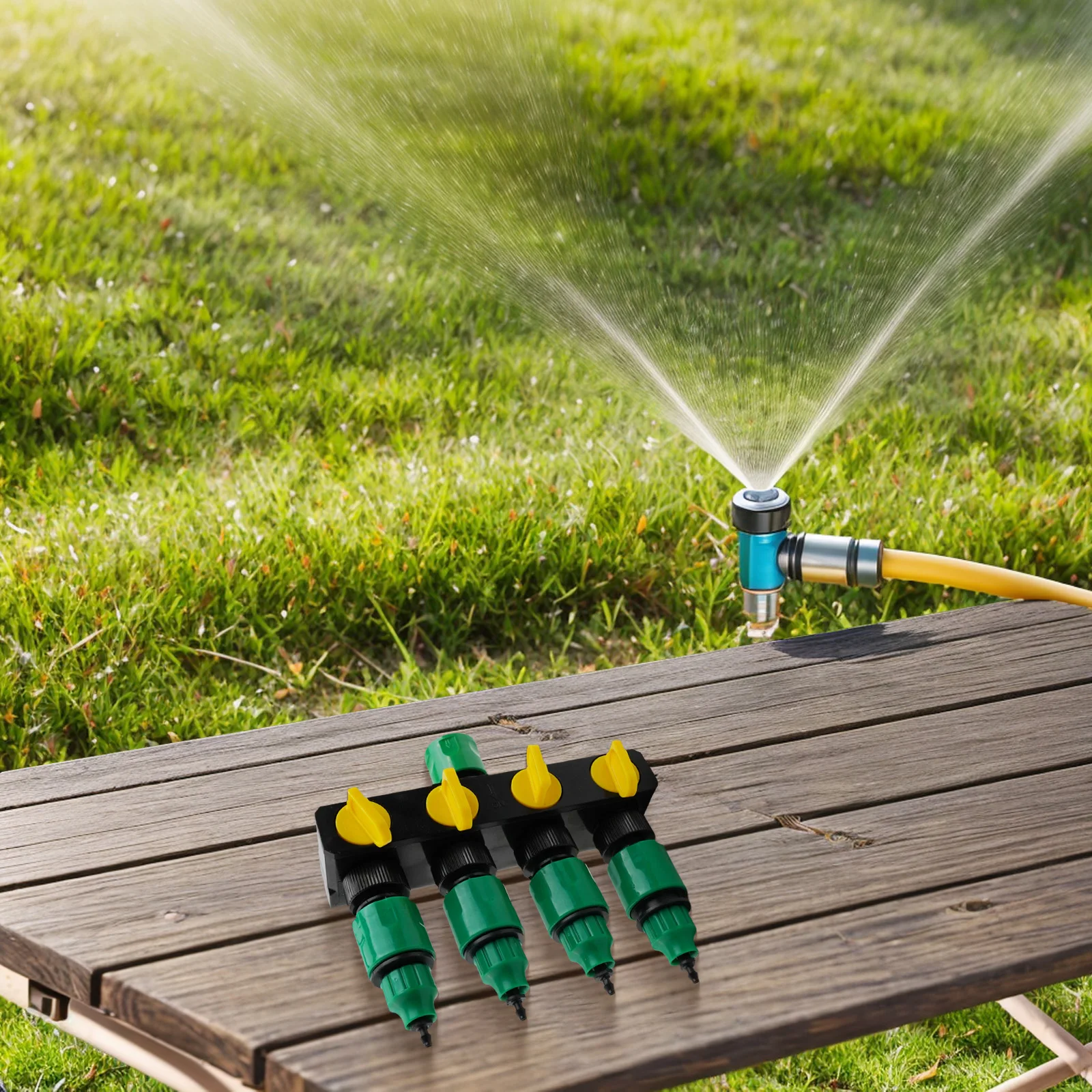 4-Way Water Diverter Splitter For Garden Hose Efficient Drip Irrigation Water Divider Watering Equipment Connectors Clamps Tool