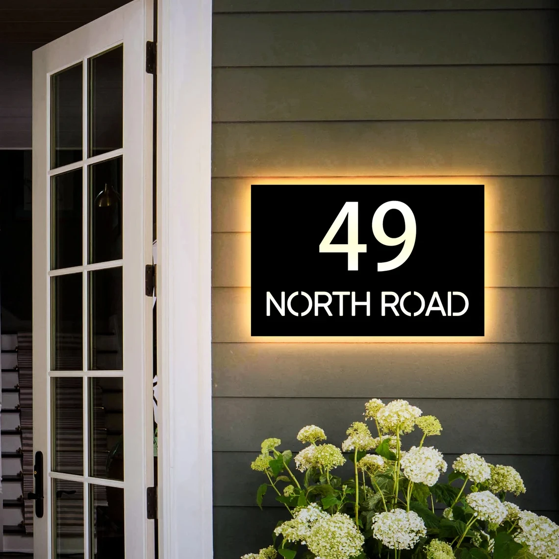 Customized House Sign LED Light Luminous Door Sign Address Sign 3D Laser Cut Address Plaque Outdoor Street Name Door Plate