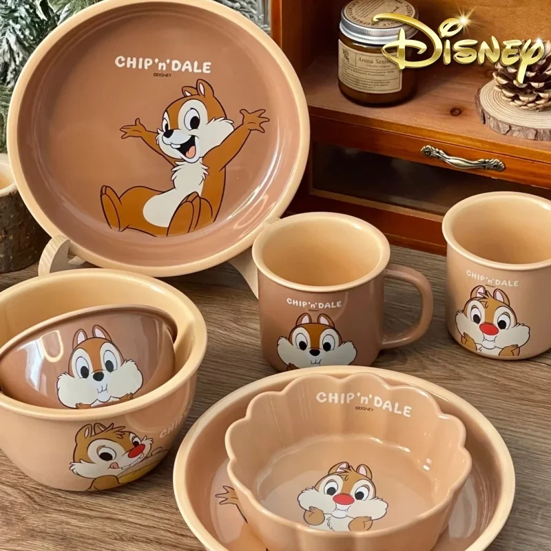 Hot Disney Chichiti Ceramic Lace Bowl Cute Beauty Home Supplies Breakfast Salad Bowl Ceramic Noodle Bowl Chopstick Holiday Gift