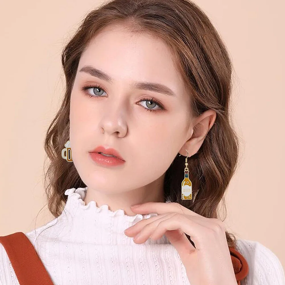

Metal Beer Asymmetrical Alloy Lightweight Casual Office Birthday Christmas Ear Beer Earrings For Women Jewelry