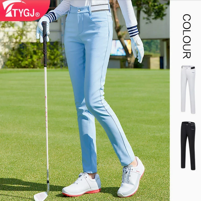 TTYGJ High Waist Winter Golf Women Trousers Waterproof Warm Golf Pants Slim Thicken Fleece Pencil Pants Ladies Leisure Clothing