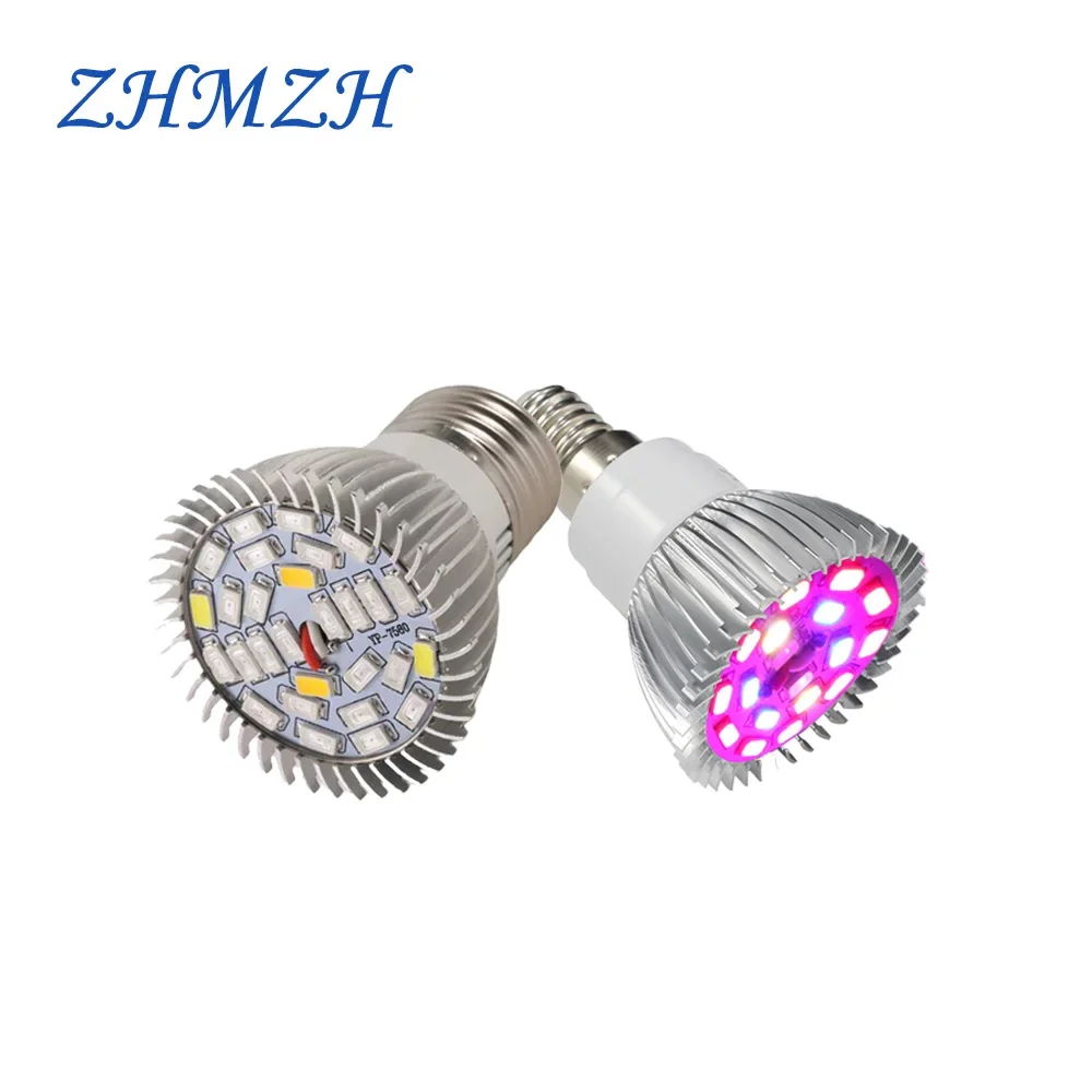 Bombilla de lámpara de cultivo de 220V E27 E14 GU10 espectro completo 18LED 28LED luz de cultivo de carcasa de aluminio para el crecimiento de plantas en macetas de interior