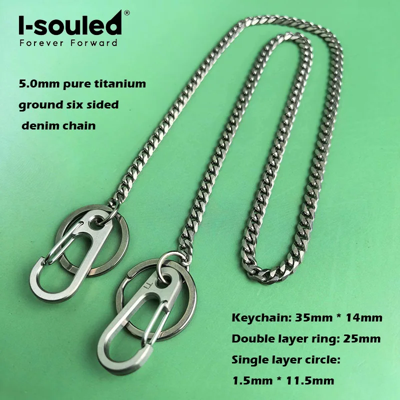 

5.0mm pure titanium ground six sided denim chain with mountain buckle 25mm double-layer