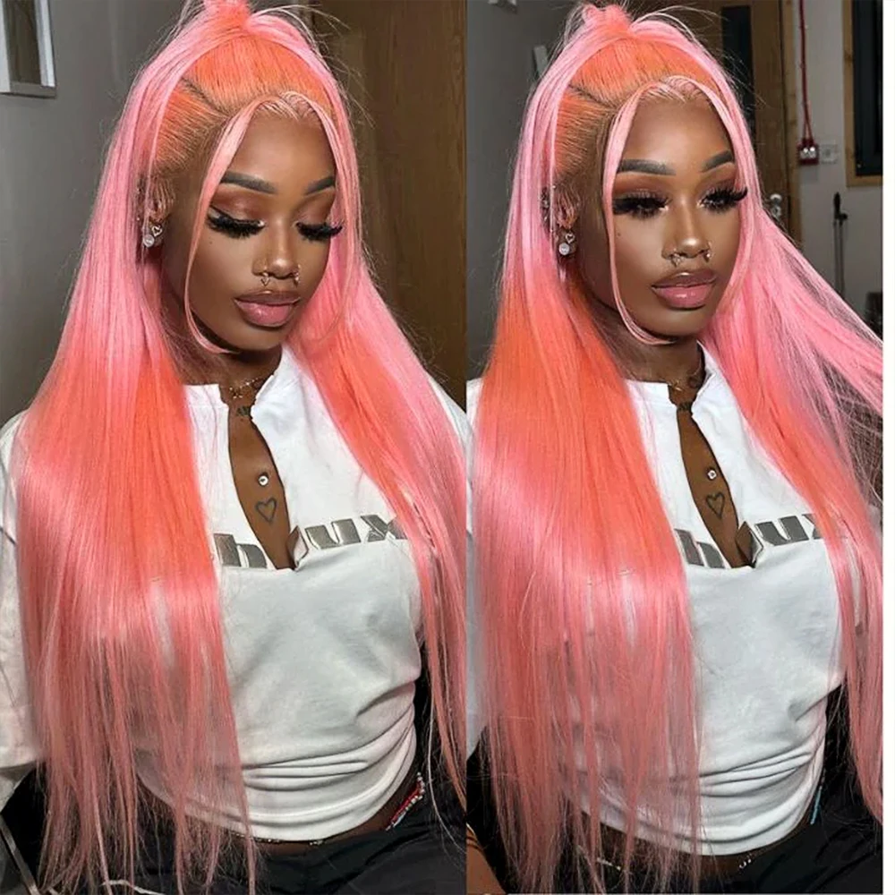

250% 30 36 inch Straight 13x4/13x6 Hd Pure Pink Lace Front Wigs 100% Human Hair For Women Brazilian Color Pre Plucked Glueless