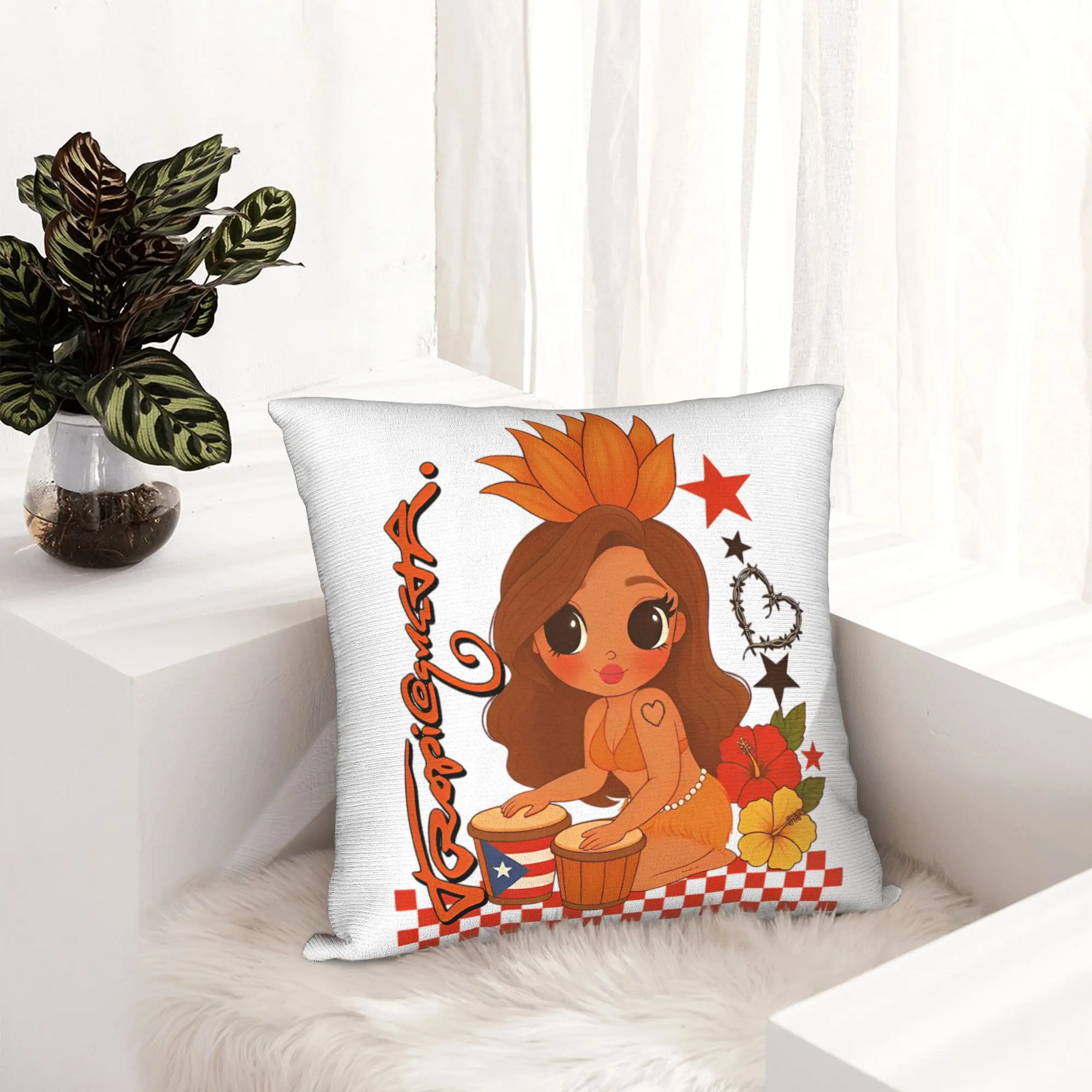 Karol G Tropicoqueta Album Pillowcase Printing Polyester Cushion Cover Decor  Pillow Case Cover Sofa Square 40X40cm