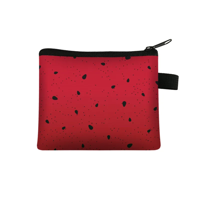 Bolso de mano de poliéster para guardar mascarillas, cartera portátil de frutas, sandía, tarjetas, llaves, monedas, monedero, Mini bolsa bonita