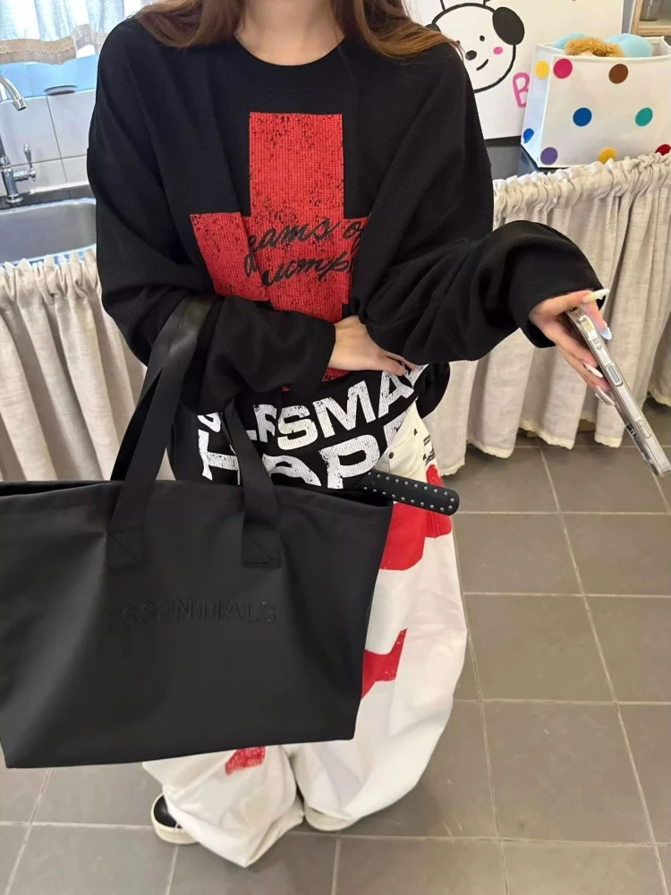 الأمريكية خمر كم طويل تي شيرت المتعثرة المرأة عادية طباعة الشرير نمط قمة الشارع الشهير ريترو الهيب هوب 2025 الخريف