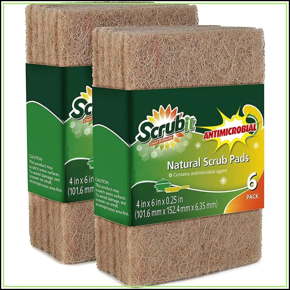 Estropajos Naturales Ecológicos (Paquete de 12) - Estropajos de Cocina Anti-Rayaduras para Platos y Ollas - 100% Fibras de Sisal