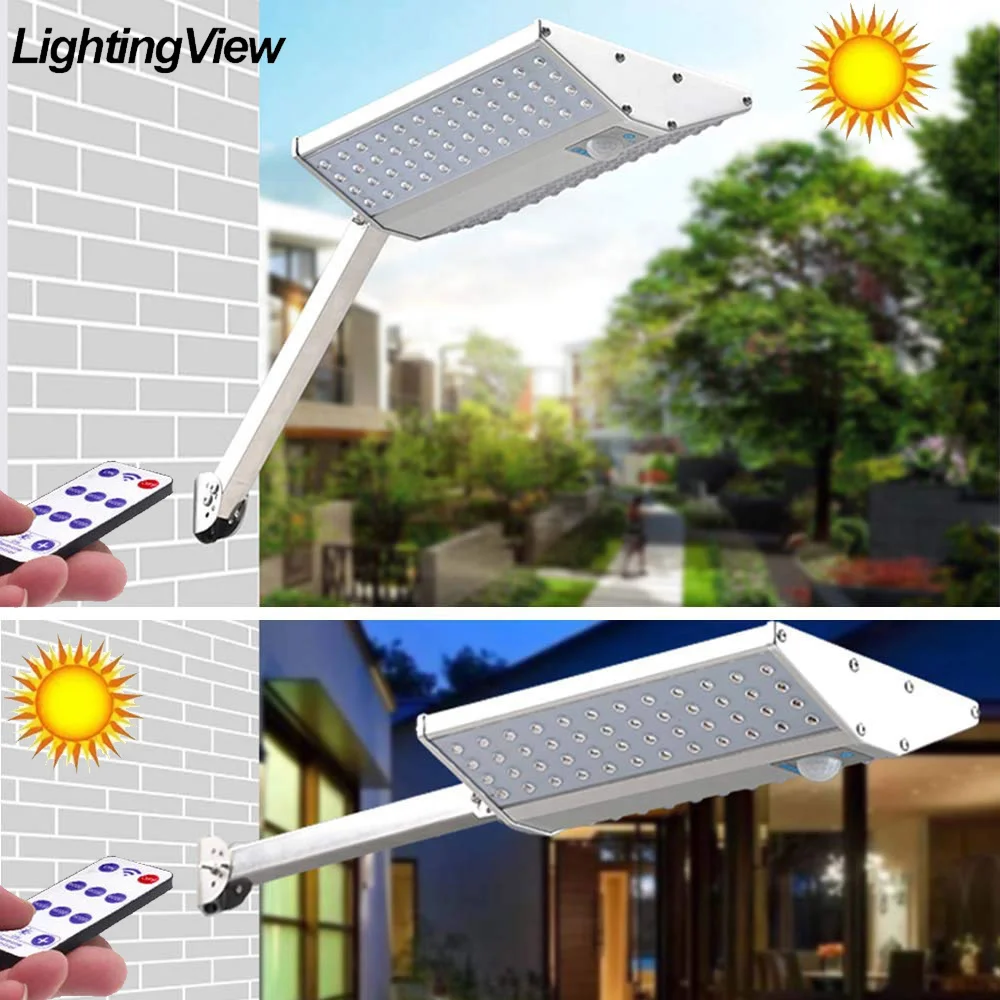 

Solar Panel Wall Lamp with Radar Motion Sensor, Waterproof IP65 Solar Light, Street Light, 5 Modes, Remote Controller for Garden