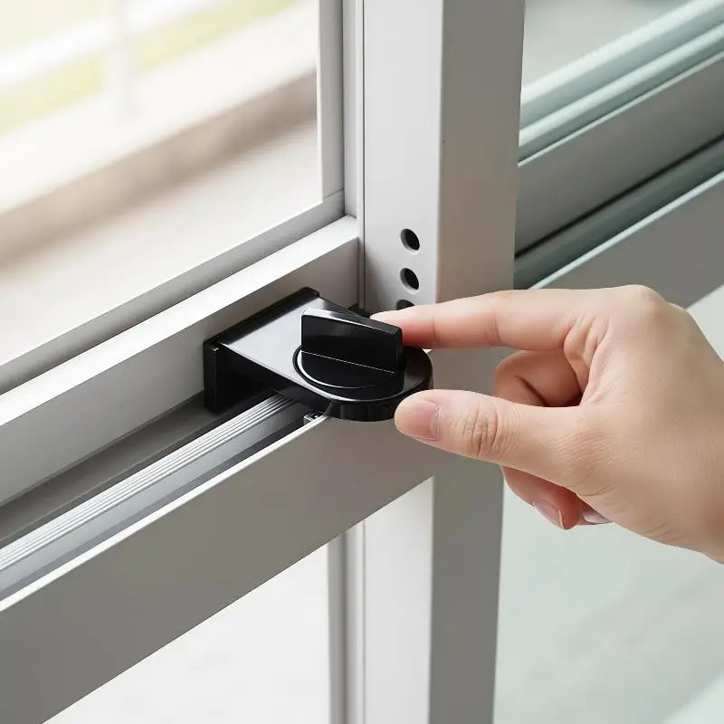 Aluminum Alloy Sliding Door and Window Lock Latch Anti-theft Anti-pinch Safety Lock Child and Pet Protection Bidirectional Fixer