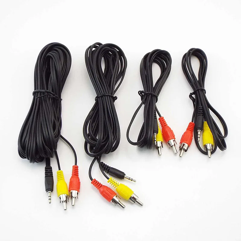 1PC 2.5mm wtyk męski na podwójny 2 męski kabel RCA PC rozdzielacz Audio na 2 kable Audio RCA Q1