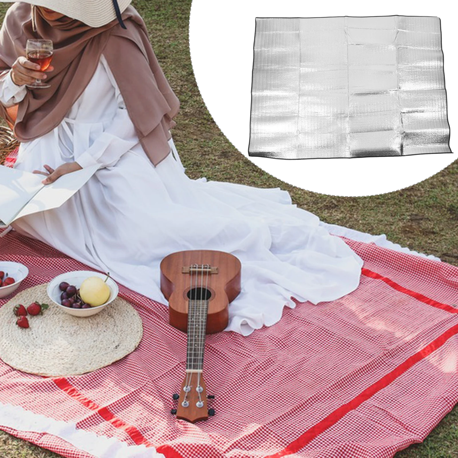 

Aluminum Foil Camping Mat 200x150cm Foldable Mattress Kneeler Picnic Sleeping Pad Waterproof Beach S Mat Portable Storage