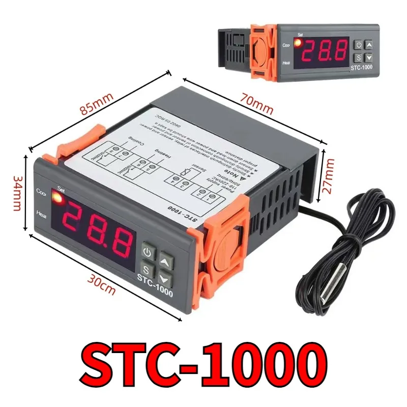 STC 1000 LED digital thermostat for incubator temperature controller thermostat relay heating cooling 12V 24V 110V 220V