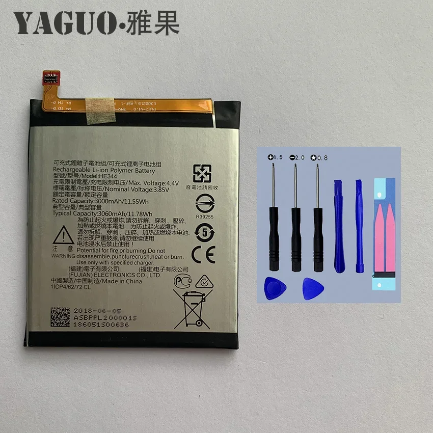 100% New Original HE344 HE345 HE353 3060mAh Battery HE 345 For Nokia 6 2nd Gen 2018   6.1 Batteries Bateria + Tool Kits