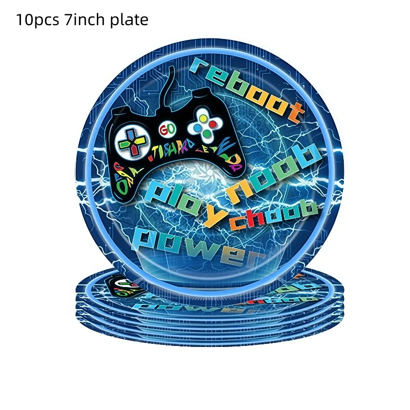 Videospiel Geburtstag Party Dekoration Einweggeschirr Set Pappbecher Teller Tischdecke Serviette für Kinder Babyparty Zubehör – Detail 1