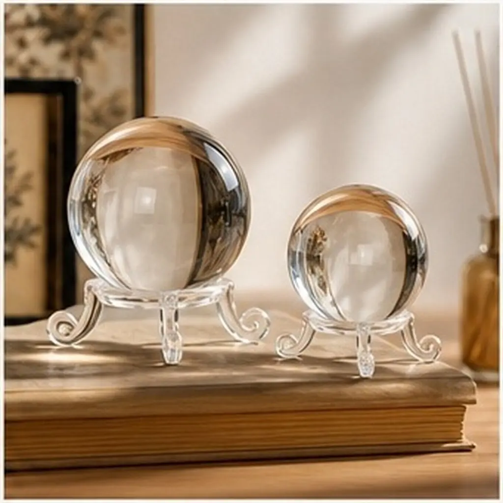 6Pcs Acrylic Crystal Sphere Base Clear Display Stand Stable Holder for Glass Orbs 1.97-3.15 Inch Crystal Ball Display