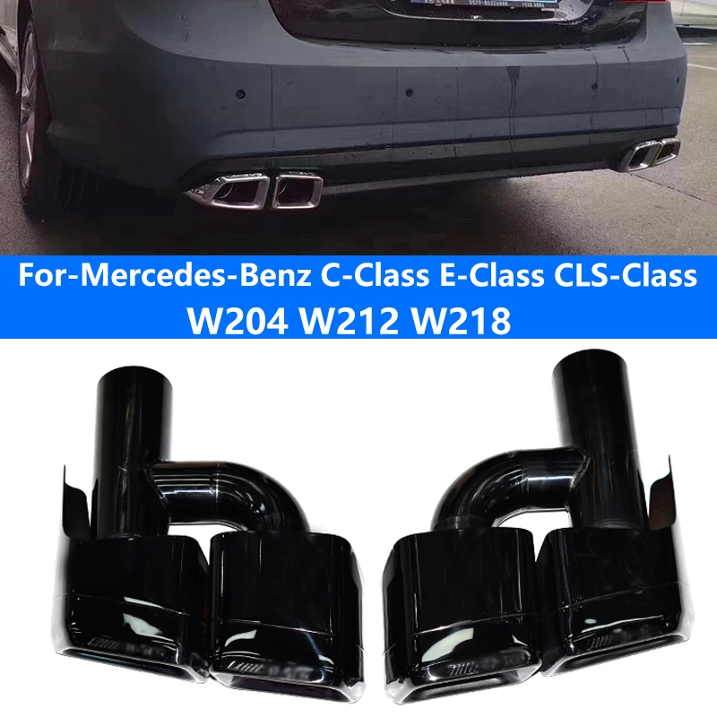 

For Mercedes-Benz E-Class W212 C-Class W204 CLS-Class W218 Exhaust Pipe Modification AMG 63 Square Black Stainless Steel Muffler