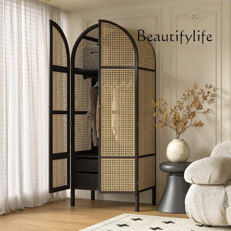 BJ SS Medium Rattan Wardrobes Storage Portable Women Clothes Cabinets Bedroom Closet Organizer Open Armario De Ropa Bedroom Furn