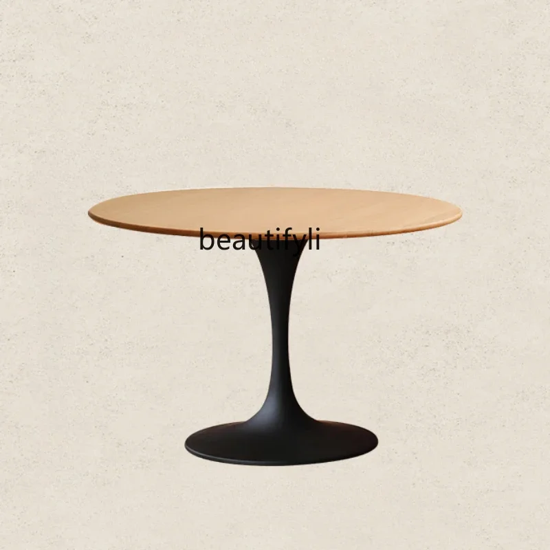 

Tulip Dining Table Solid Wood Mid-Ancient Industrial Style Nordic Retro Restaurant round Table Simple Small Apartment