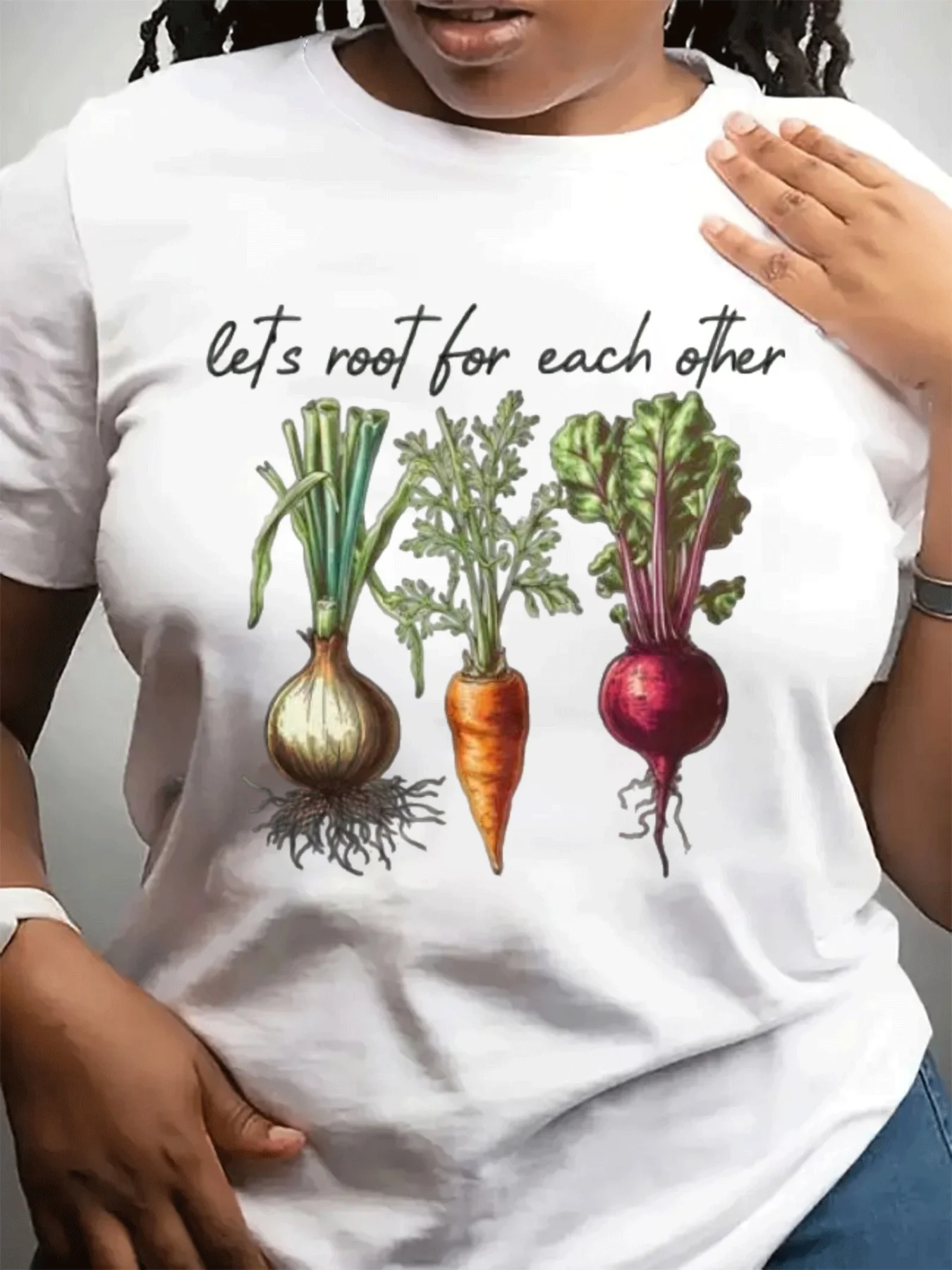

Women's Root Vegetable Veggie Sleeve Crewneck Casual Carrot Beet Parsnip Illustrations Harajuku Sleeve Aesthetic Clothes