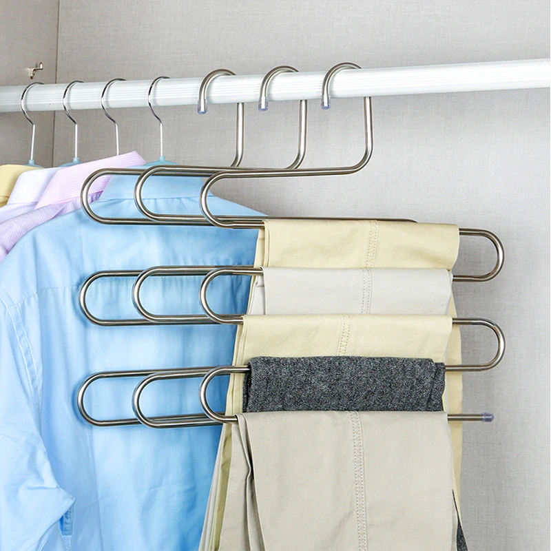 5 Tier Novelty Adjustable Trouser Pants Tie Shawl Rack Belt Scarf Neckties Hanger Holder Multifunctional Closet Organizer