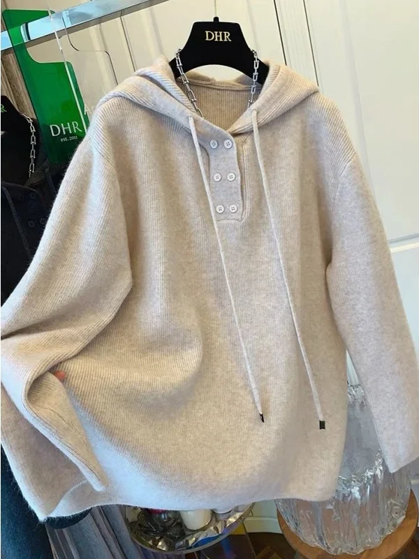 

Мужской зимний повседневный свитер оверсайз с капюшоном, очень большой размер, 300 Pou, мягкий, уютный, универсальный, в корейском стиле, свободный крой