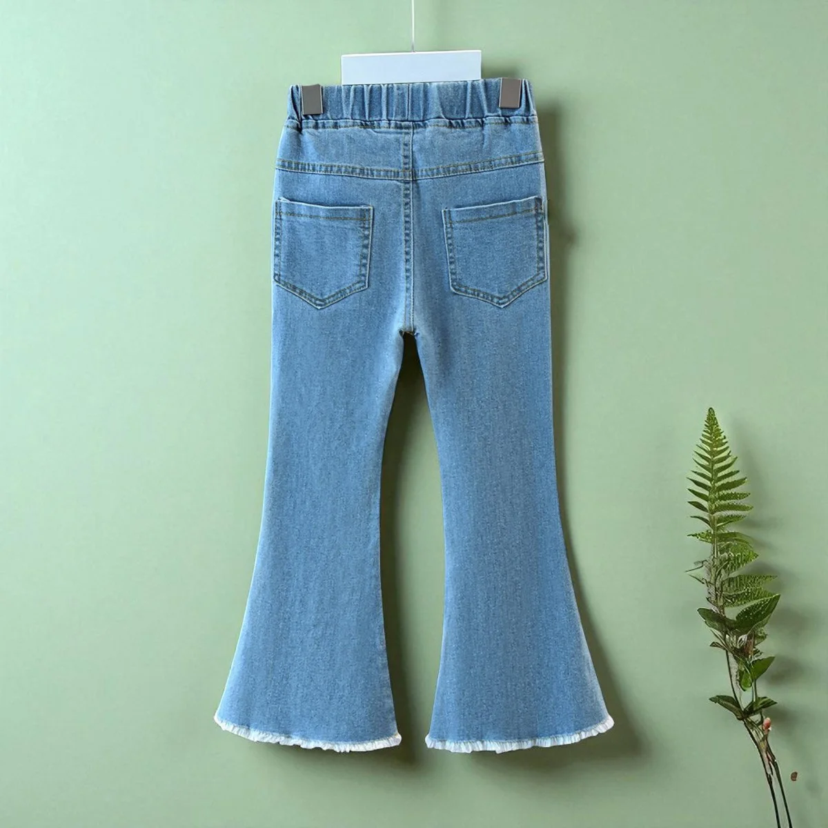 Back to School Girls Jeans Flower Denim Girls Flare Pants Children’s Denim Clothing Outfits Toddler Trousers 4 5 7 8 9 12 Years