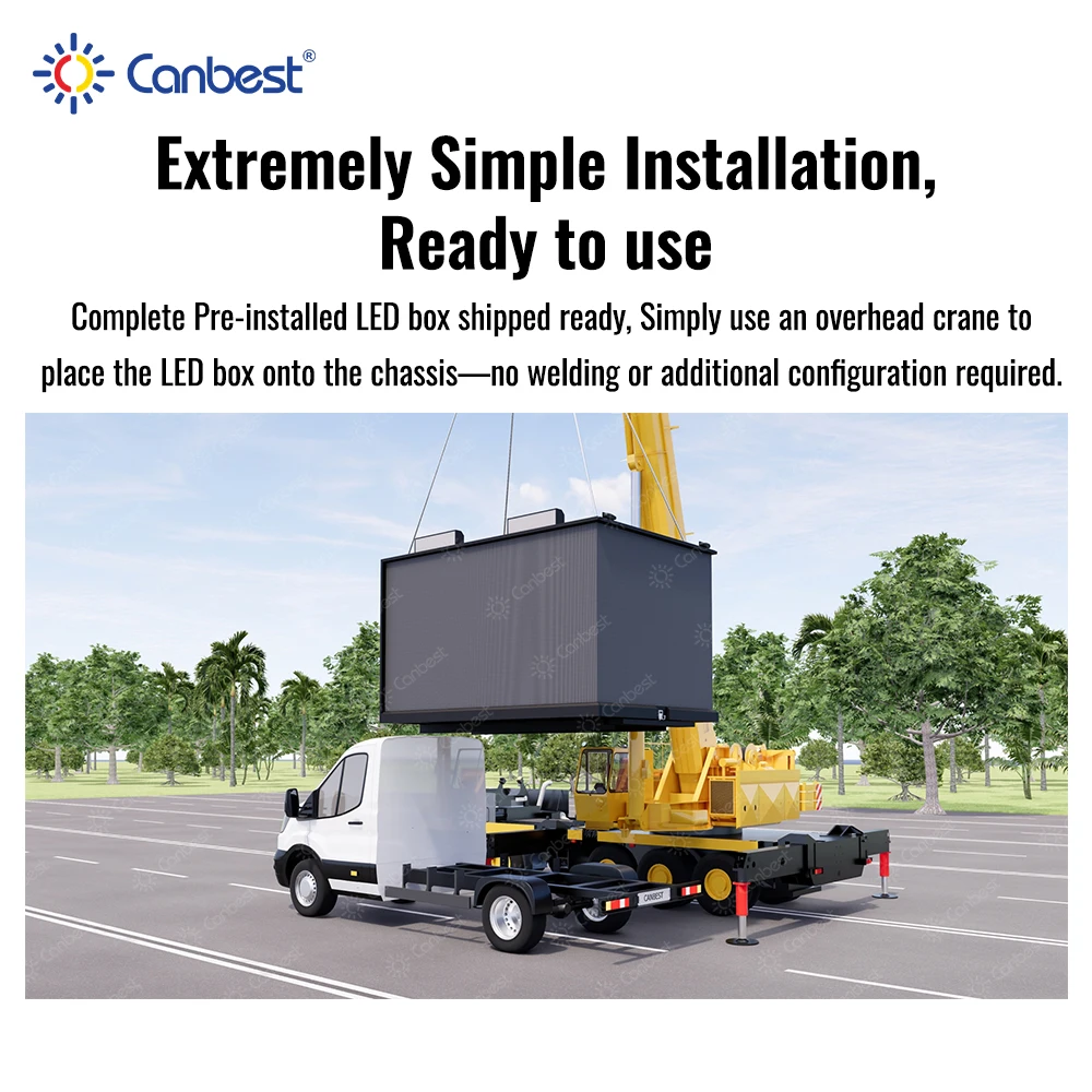 Canbest 9.5ft Extreme -40℃ to 60℃ Weather Proof Mobile LED Advertising Display BOX Screen Built-in Battery for 24/7 Advertising