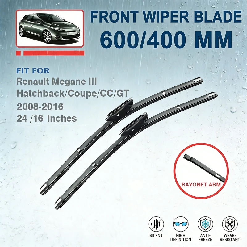 

Front Wiper Blades 24"+16" For Renault Megane III 3 Hatchback Coupe CC GT 2008-2016 Windshield Windscreen Car Accessories 2015