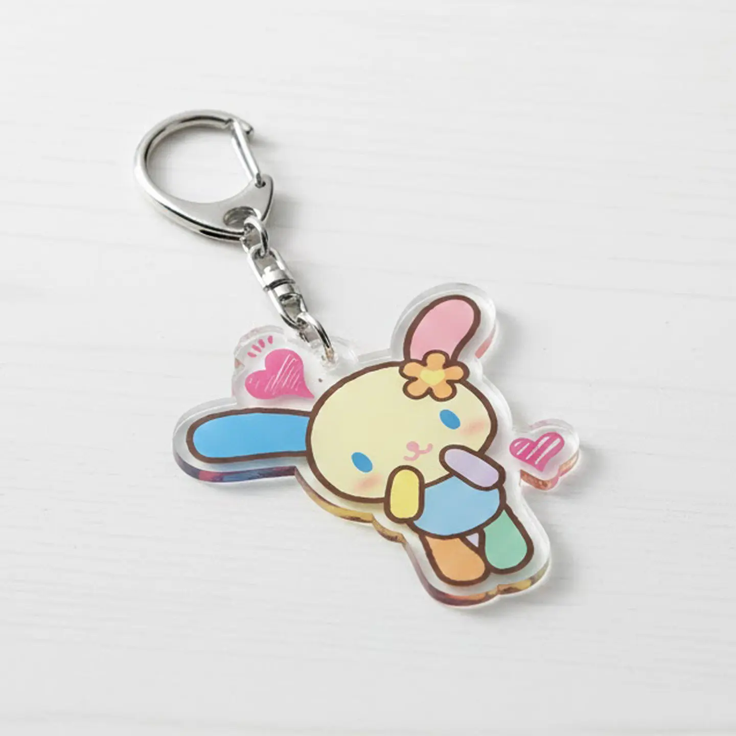 Cute Cinnamoroll Flower Acrylic Keychain Bag Charm Kawaii Sweet Girl Fashion Accessory Ornament Bestie Gift Girls view 3