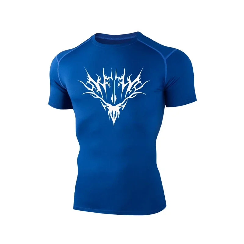 

Новая эластичная быстросохнущая облегающая футболка для фитнеса с короткими рукавами, компрессионная спортивная футболка с короткими рукавами для мужчин.