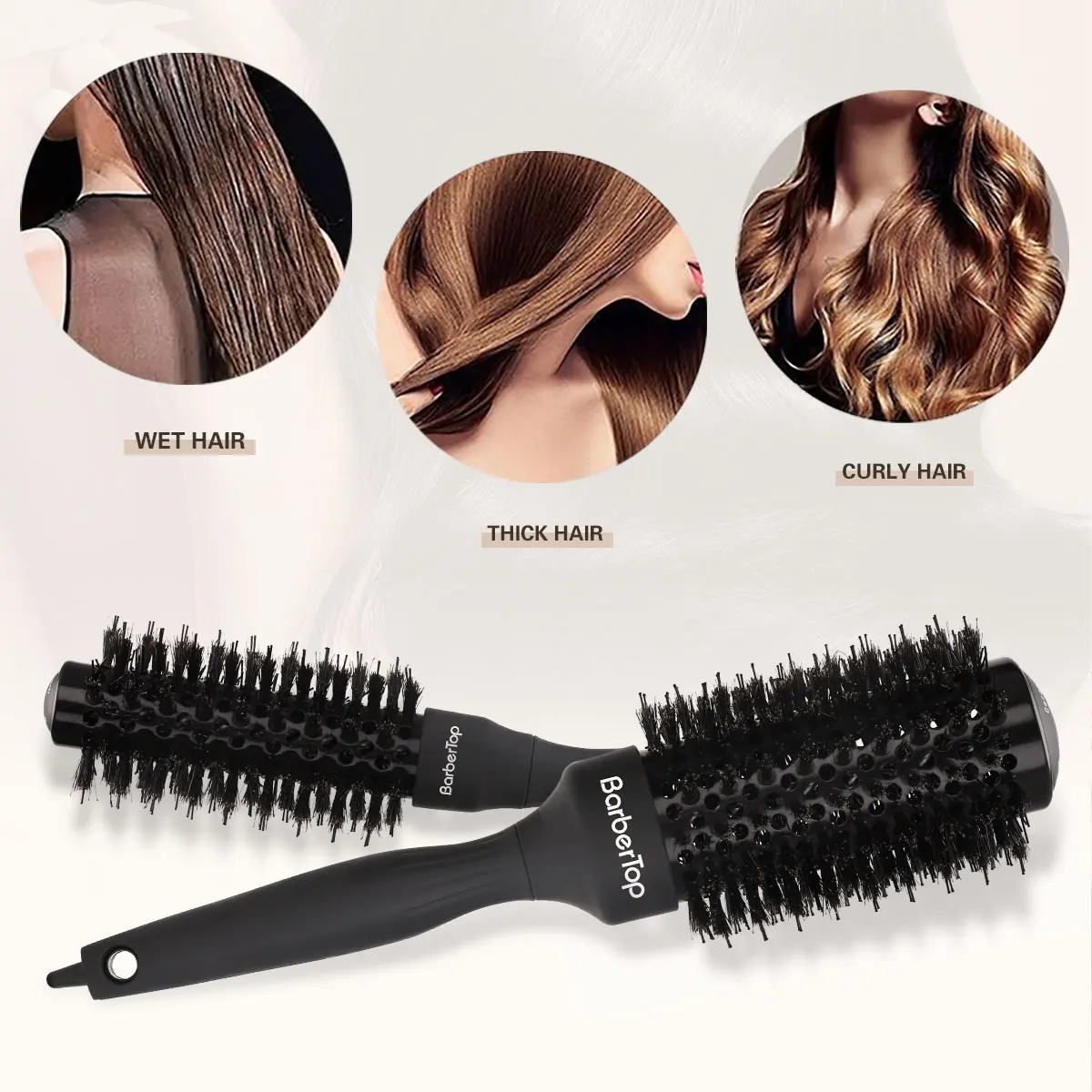 Handle Round Rolling Brush Straight Twill Hair Comb Round Barrel Hair Curling Brush With Pointed Tail Hairdressing Styling Tool