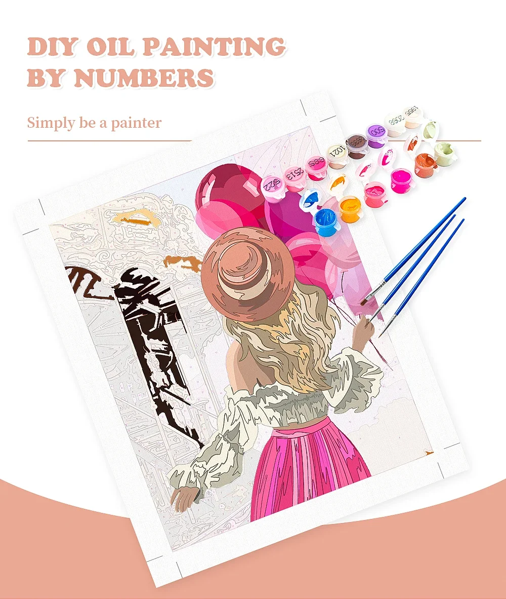 زهرة الرقمية النفط اللوحة قماش DIY كيت الاكريليك الطلاء زهرة التلوين الرقمي ديكور المنزل هدية #4