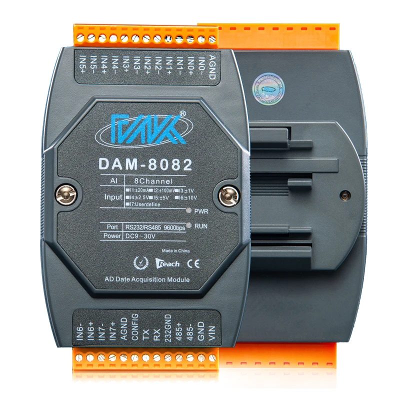 DMA-8082 8-قناة 0-10 فولت إلى RS485RS232 الصناعية الصف 24 بت عالية الدقة التناظرية اكتساب وحدة modbus