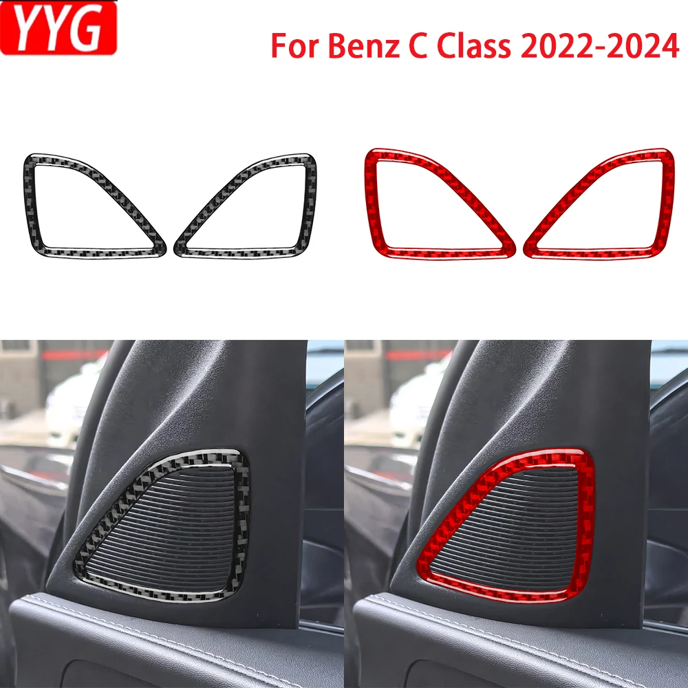 

For Benz C Class 2022 2023 2024 Carbon Fiber Front Inner A-pillar Horn Frame Cover Car Interior Decoration Accessories Sticker