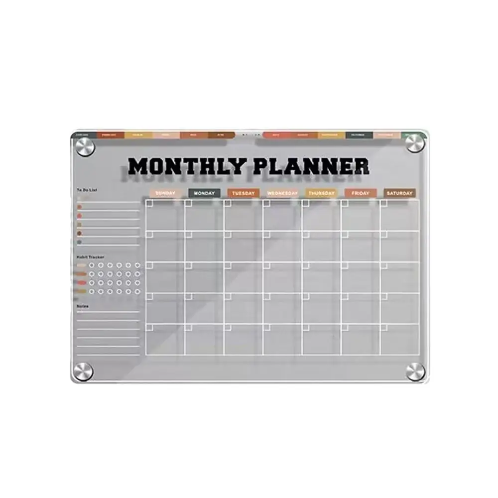 Durable Magnetic Acrylic Calendar Accessories Reusable Easy Erase Planner Calendar Universal Dry Erase Board